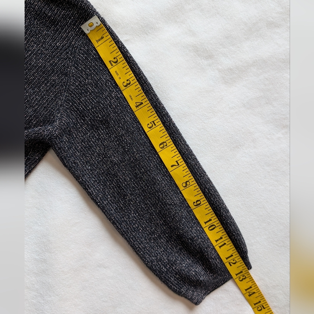 Aritzia Wilfred Women's Sweater Silk Cashmere 3/4 Sleeves Grey Gold Knit Size S - Picture 7 of 14